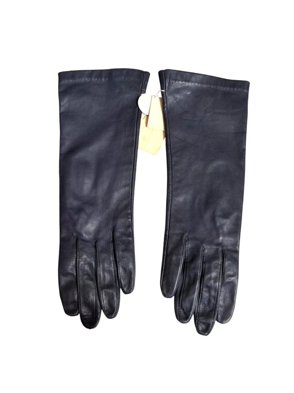 Vintage Navy Blue Leather Gloves Size 7 Machine Washable Womens Winter Wear